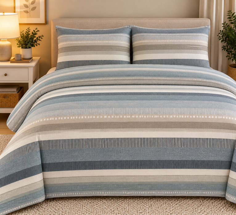 Completo Letto in Flanella Matrimoniale Ruby Azzurro