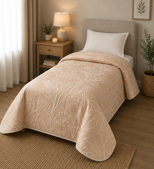 Trapuntino Singolo Gerbera Beige