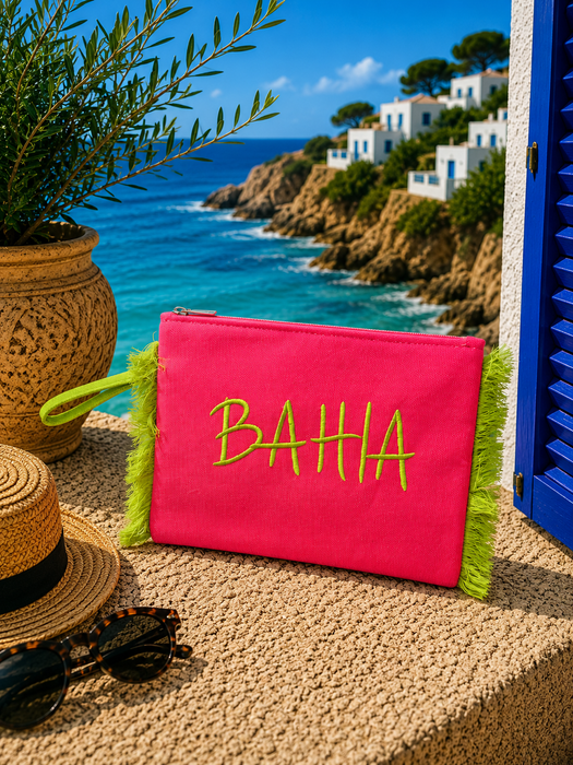 Pochette Mare in Tessuto con Zip 30x22cm