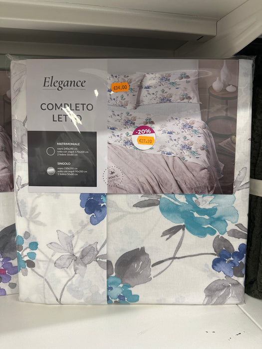 Completo Letto Micole Blu in Cotone Singolo