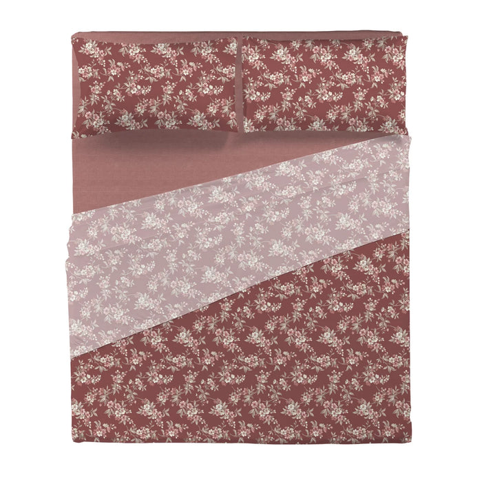 Completo Letto in Cotone Matrimoniale Amber Burgundy