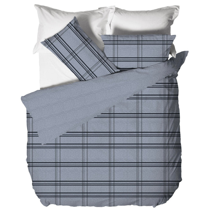 Austin Blue Double Duvet Cover Set in Recycled Cotton