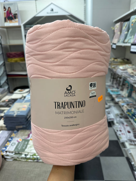 Trapuntino Matrimoniale Basic Tinta Unita Rosa