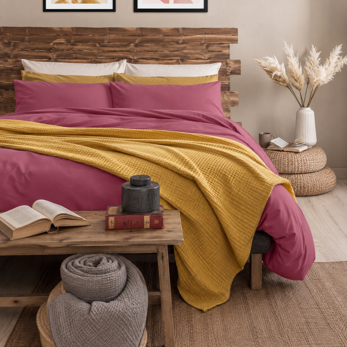 Austin Blue Double Duvet Cover Set in Recycled Cotton