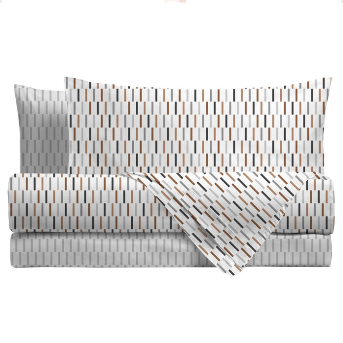 Completo Letto in Flanella Matrimoniale Victor Nero/Grigio/Caramello