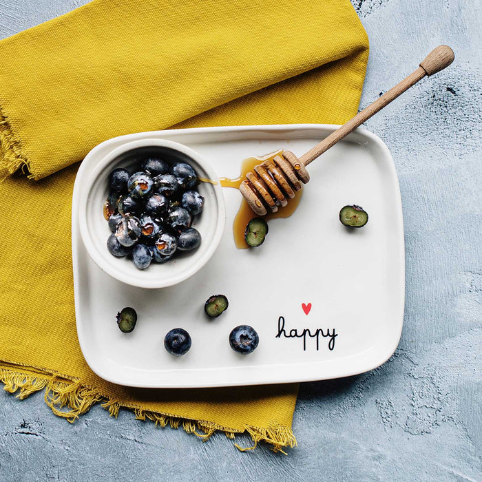 Piatto Rettangolare in Gres "Happy" 20x15.5cm