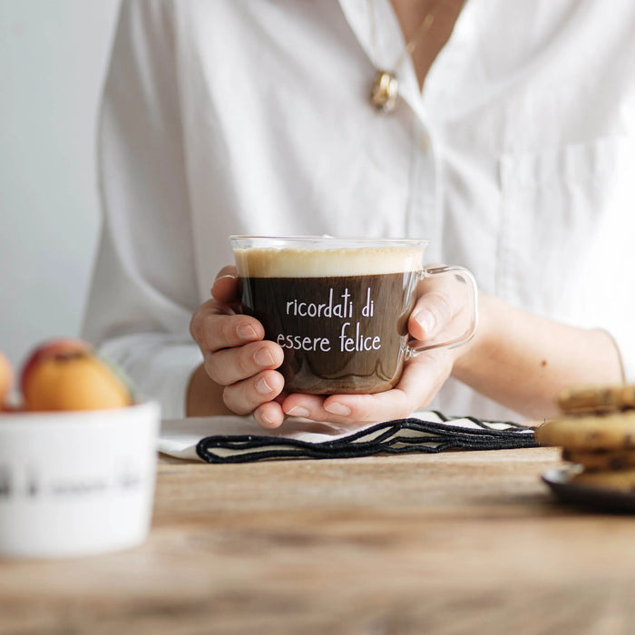 Set 2 Tazze 480ml Colazione "Ricordati di Essere Felice"