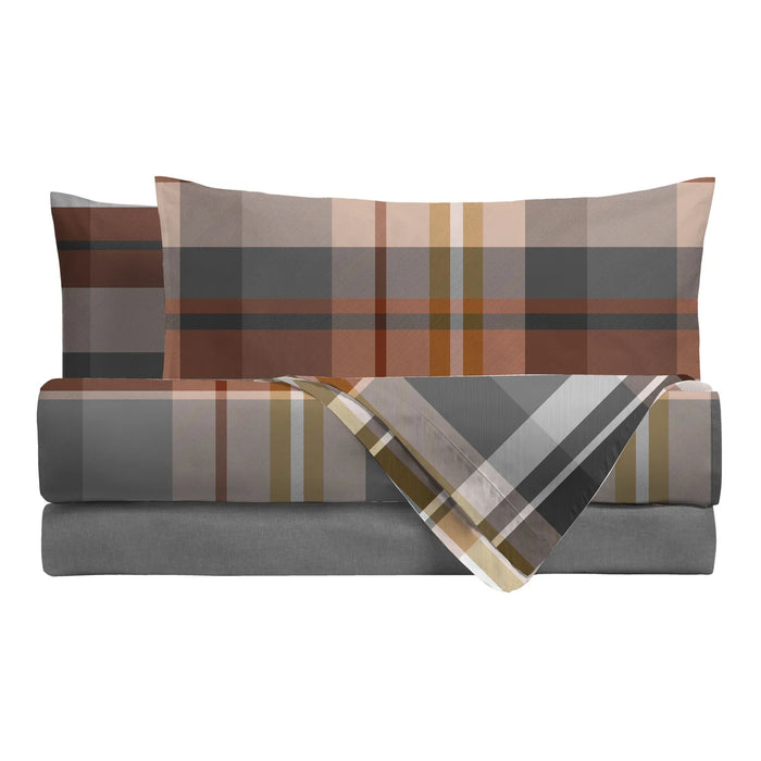 Completo Letto in Cotone Matrimoniale Ralph Ruggine/Grigio