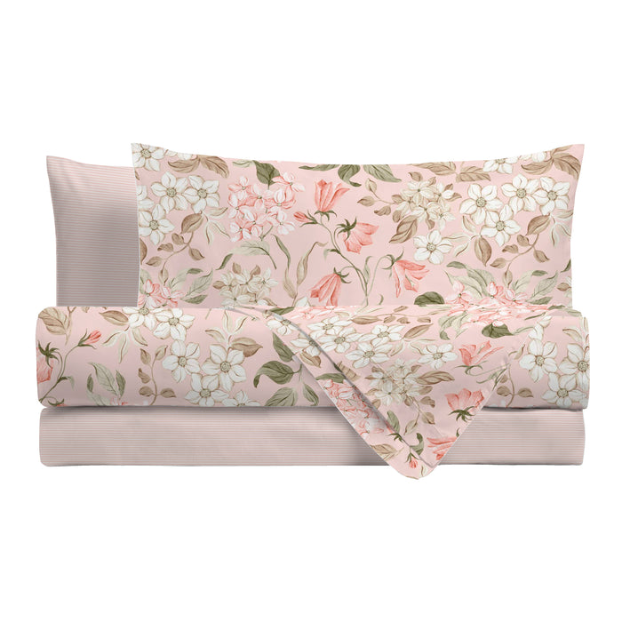 Completo Letto in Cotone Piazza e Mezza Blair Rosa