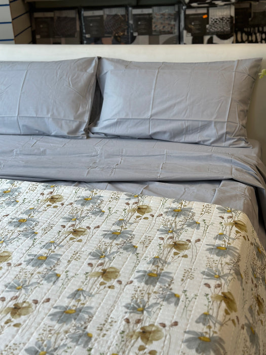 Completo Letto in Cotone Matrimoniale Maxi Tinta Unita Grigio Perla