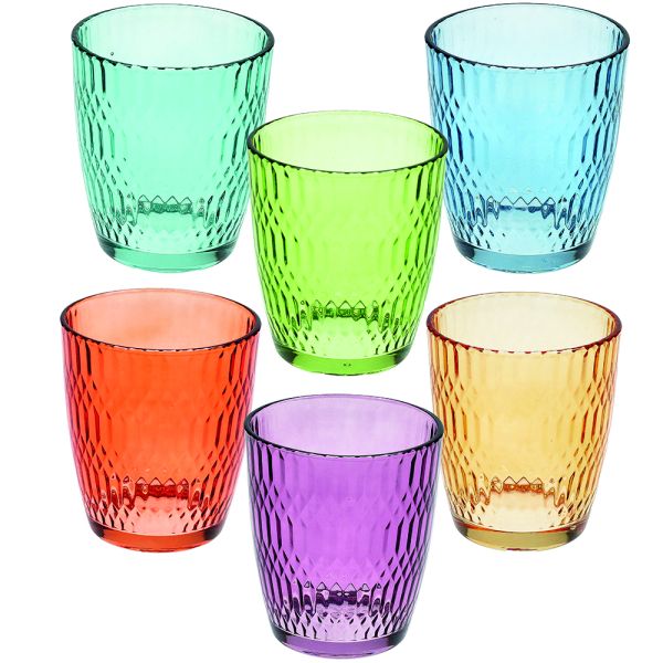 Set 6 Bicchieri in Vetro Seoul Multicolor 310cc