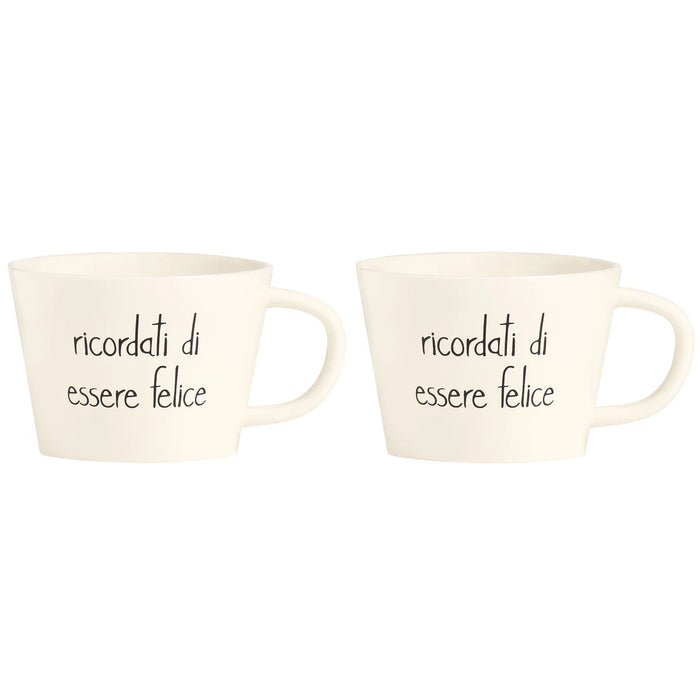 Set 2 Tazze Colazione "Ricordati di Essere Felice"