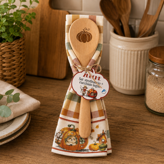 Set Strofinaccio + Mestolo Legno ZUCCHE