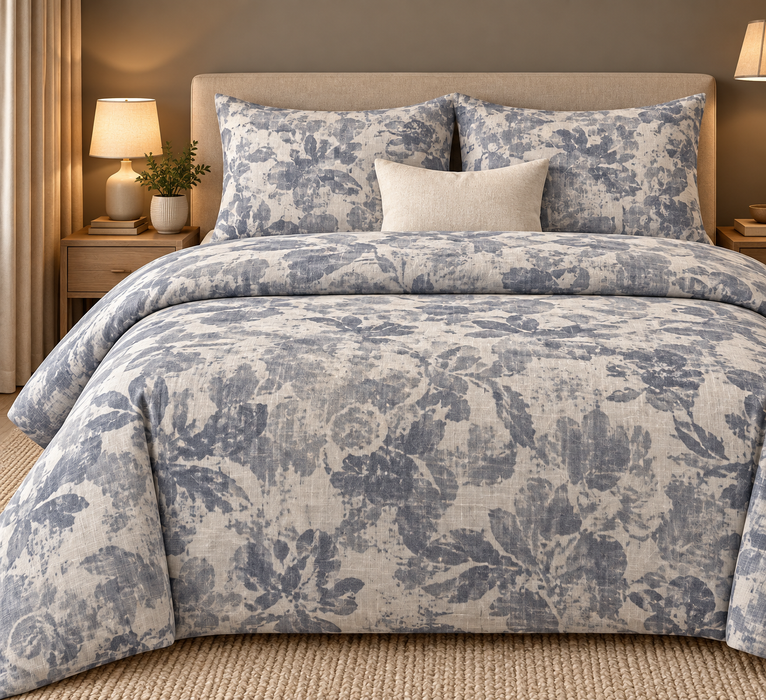 Completo Letto in Flanella Matrimoniale Adelina Azzurro