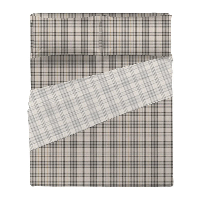 Completo Letto Tartan Grigio in Cotone Singolo