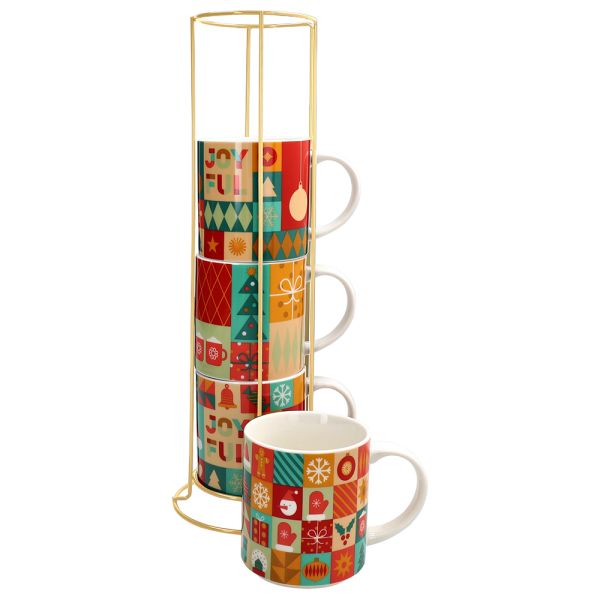 Set 4 Mug Impilabili con supporto
