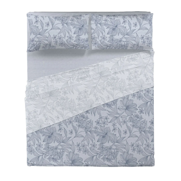 Completo Letto in Cotone Matrimoniale Alina Azzurro