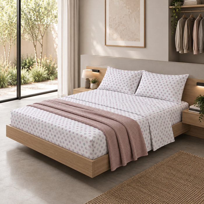 Completo Letto in Cotone Matrimoniale Cornelia Rosa