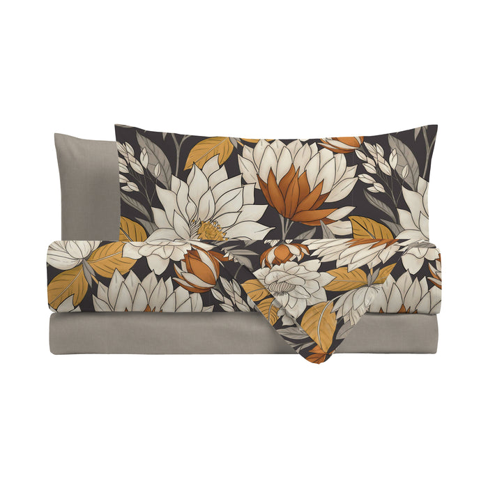 Completo Letto in Cotone Matrimoniale Colette Grigio