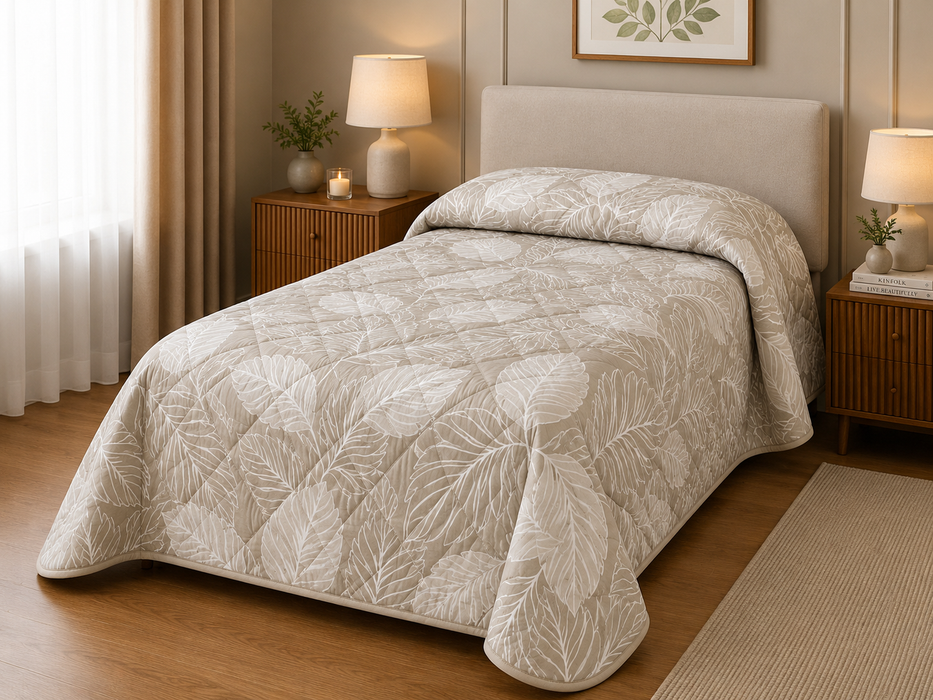 Trapuntino Piazza e Mezza Foliage Beige