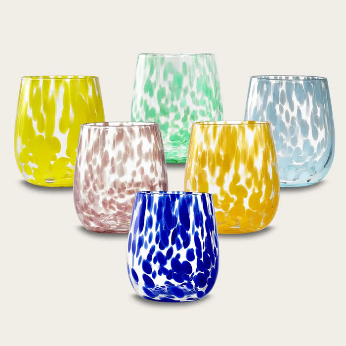 Set 6 Bicchieri in Pasta di Vetro Colorata Gocce di Luce 360cc