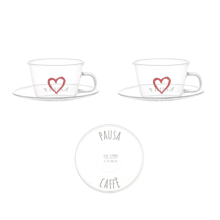 Set 2 tazzine Espresso con Piattino "Pausa Caffe Cuore"