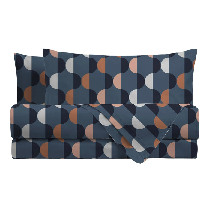 Completo Letto in Cotone Matrimoniale Almrik Blu