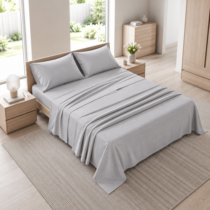 Completo Letto Matrimoniale Tinta Unita Grigio Perla