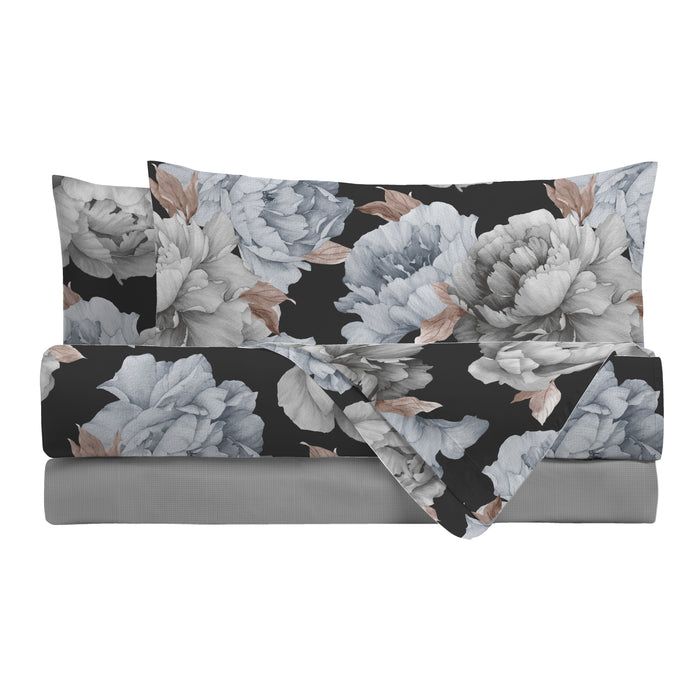 Completo Letto Matrimoniale Peony Grigio Scuro