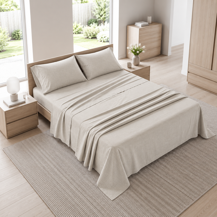 Completo Letto Matrimoniale Tinta Unita Bianco Polveroso