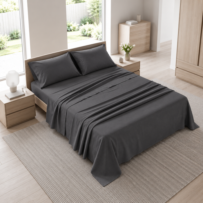 Completo Letto Matrimoniale Tinta Unita Grigio Antracite