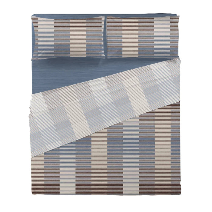 Completo Letto in Cotone Matrimoniale Gylbert Blu