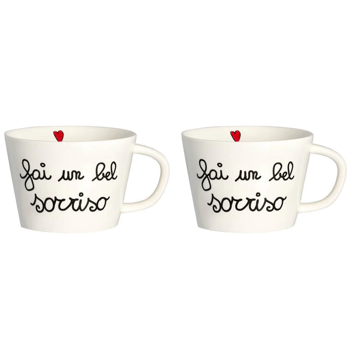 Set 2 Tazze Colazione "Fai un Bel Sorriso"