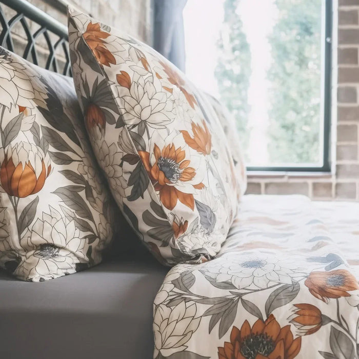 Completo Letto in Cotone Matrimoniale Colette Beige