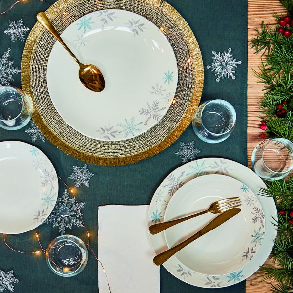 Servizio 18 Piatti Fiocchi di Neve