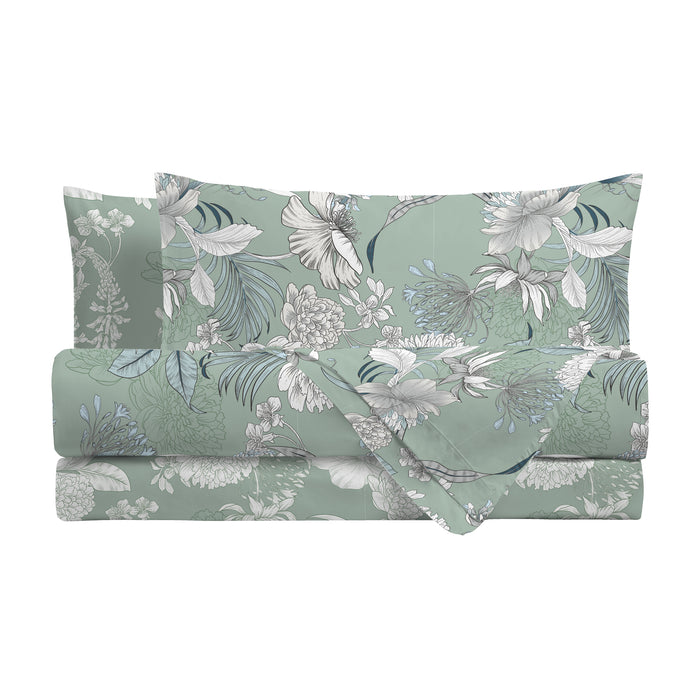 Completo Letto Ellis Verde in Cotone Singolo