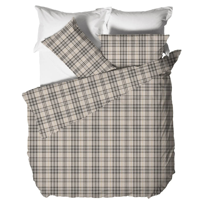 Parure Copripiumino in Cotone Matrimoniale Tartan Grigio