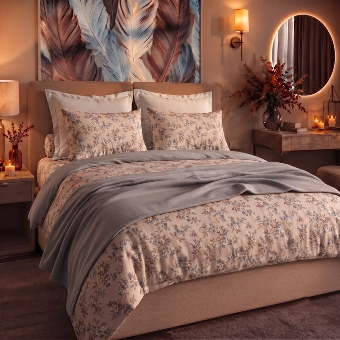 Parure Copripiumino in Cotone Matrimoniale Amber Beige
