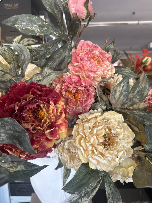 Peonia con 2 Fiori e 1 Bocciolo H.82cm - Colori