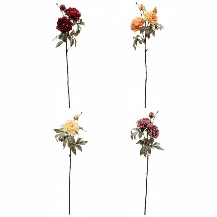 Peonia con 2 Fiori e 1 Bocciolo H.82cm - Colori