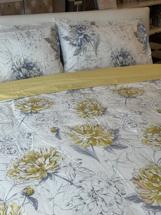 Thalia Yellow Duvet Cover Parure in Double Cotton