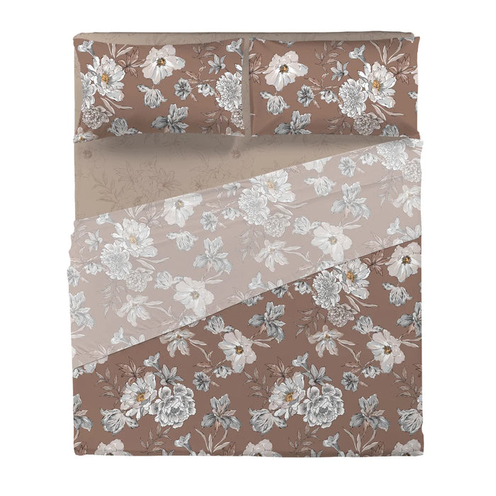 Completo Letto in Cotone Matrimoniale Julienne Tortora