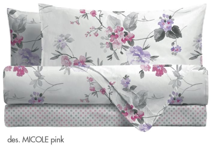 Completo Letto Micole Viola in Cotone Singolo