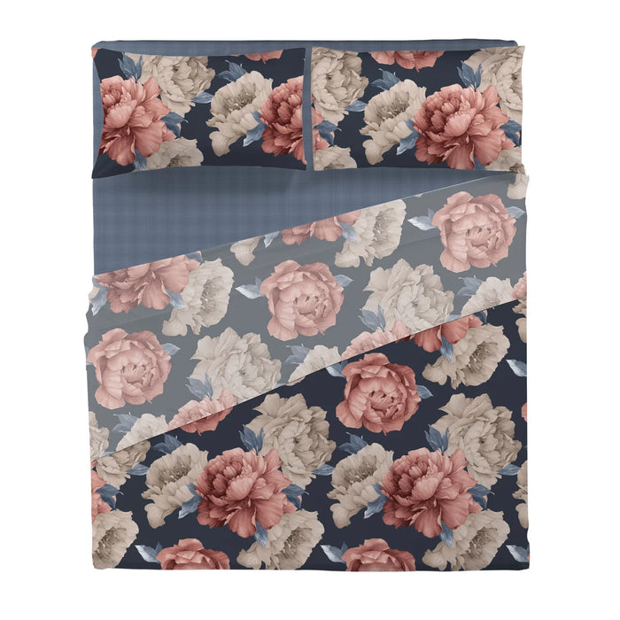 Completo Letto Matrimoniale Peony Blu