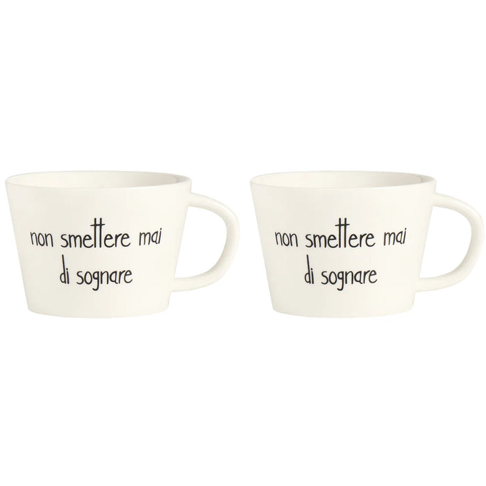 Set 2 Tazze Colazione "Non Smettere mai di Sognare"