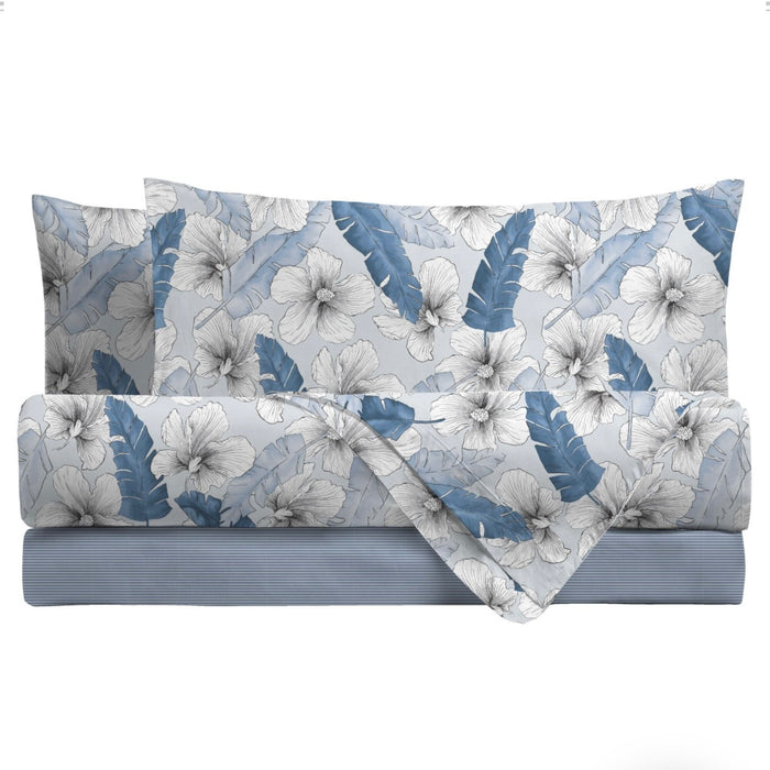 Completo Letto Kiana Blu in Cotone Singolo