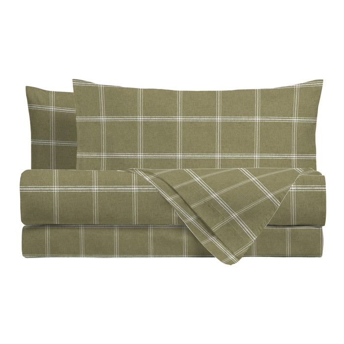 Completo Letto in Cotone Piazza e Mezza Efrem Verde