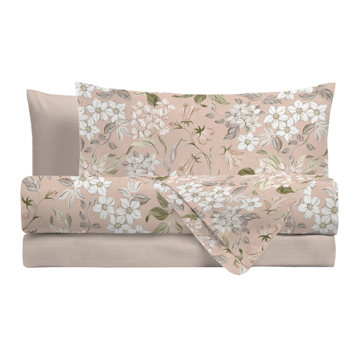 Completo Letto in Cotone Matrimoniale Blair Beige