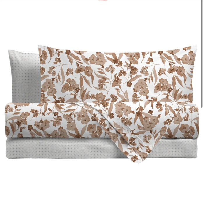 Completo Letto in Flanella Matrimoniale Malika Caramello