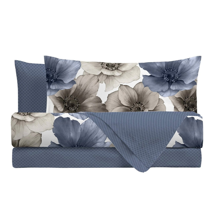 Completo Letto Thelma Blu in Cotone Piazza e Mezza